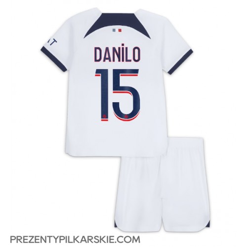 Stroje piłkarskie Paris Saint-Germain Danilo Pereira #15 Koszulka Wyjazdowej dla dzieci 2023-24 Krótki Rękaw (+ szorty)